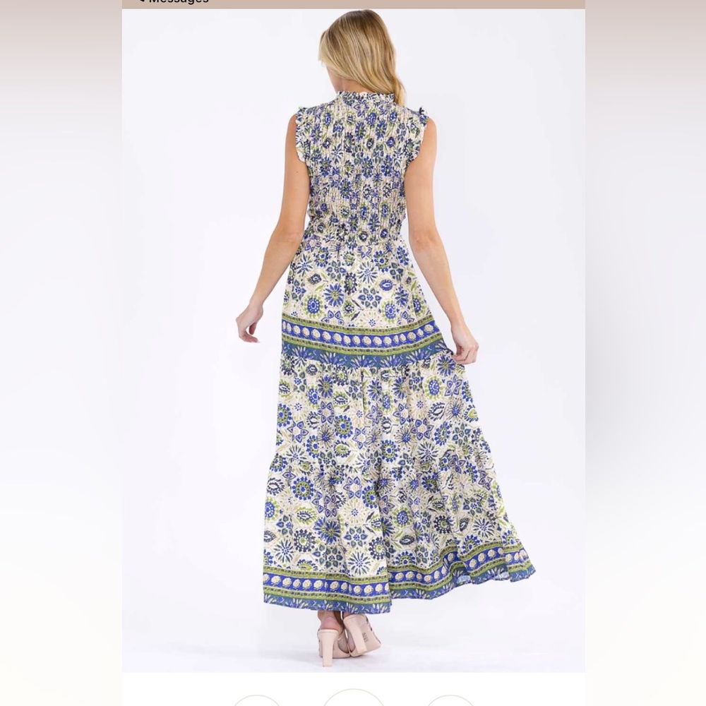 Floral Blue and Green Maxi dress - Picture 3 of 3
